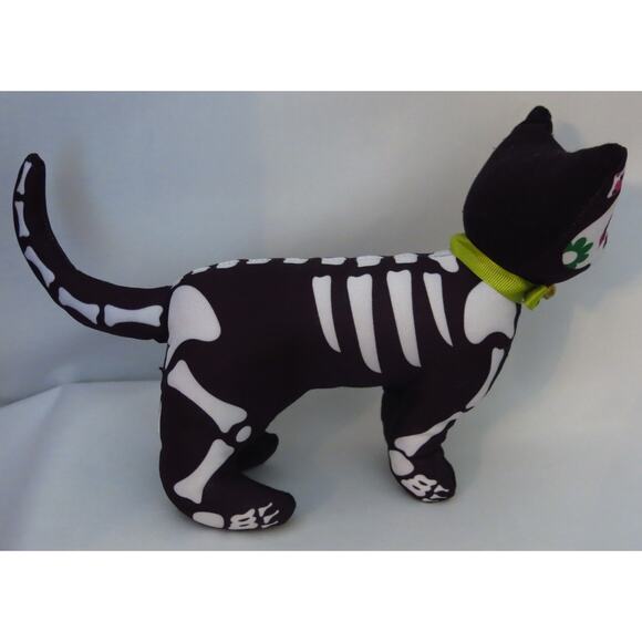 Day of the Dead Skeleton Cat Dia De Los Muertos Fabric Stuffie Toy Halloween - Picture 4 of 8